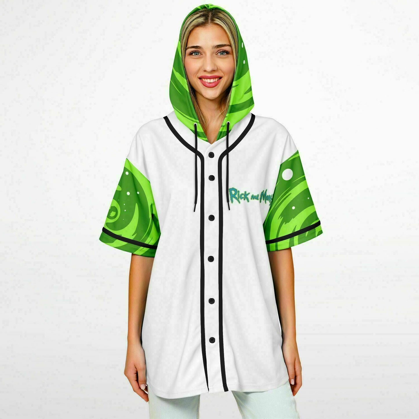 Rick and morty Hooded Baseball Jersey