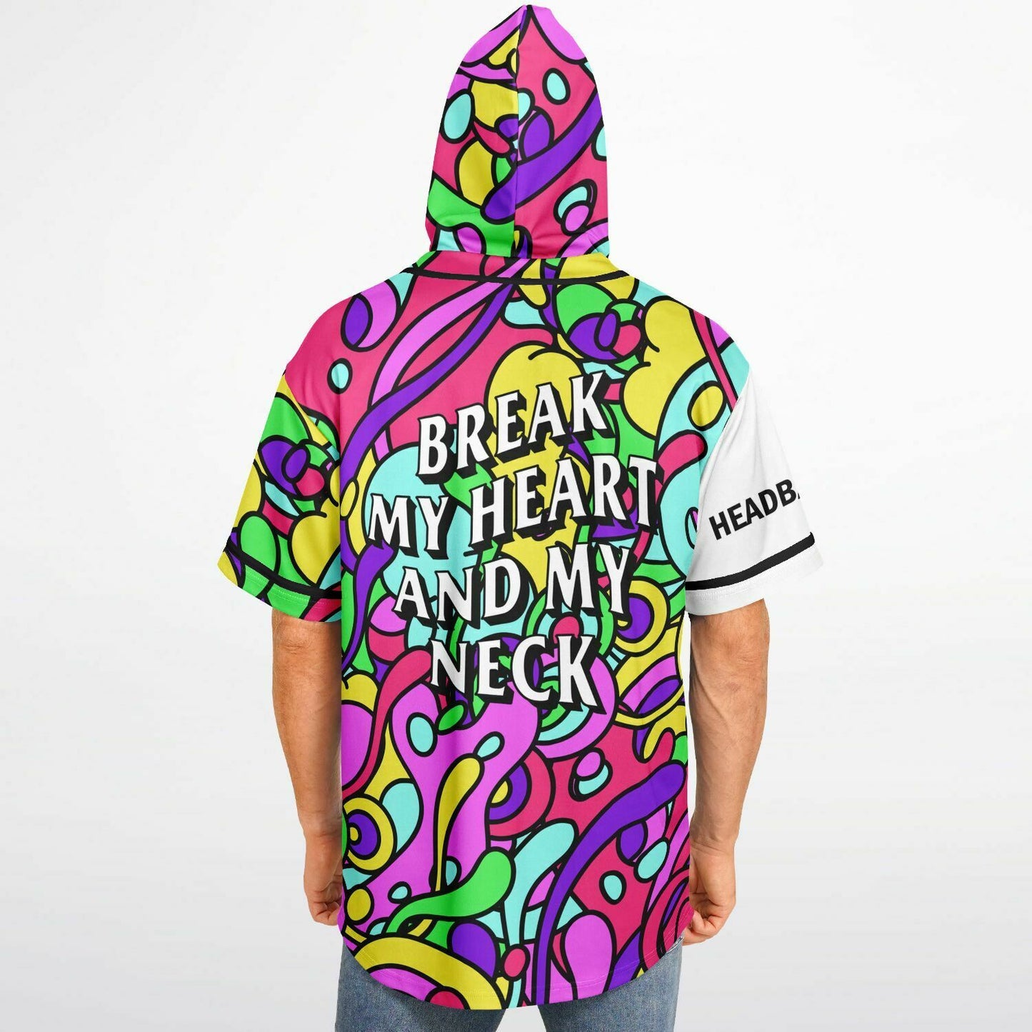 Break my neck and my heart Hooded Baseball Jersey