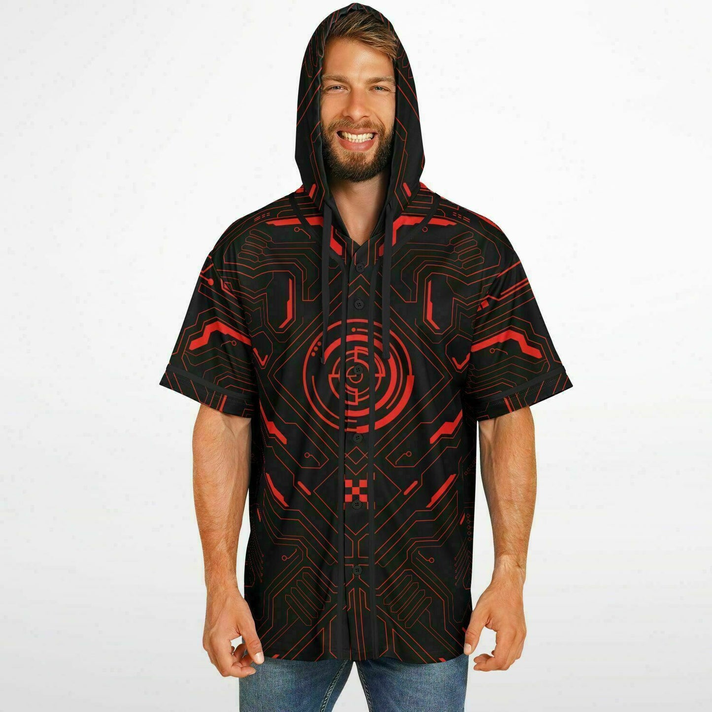 Red Hud Hooded Baseball Jersey