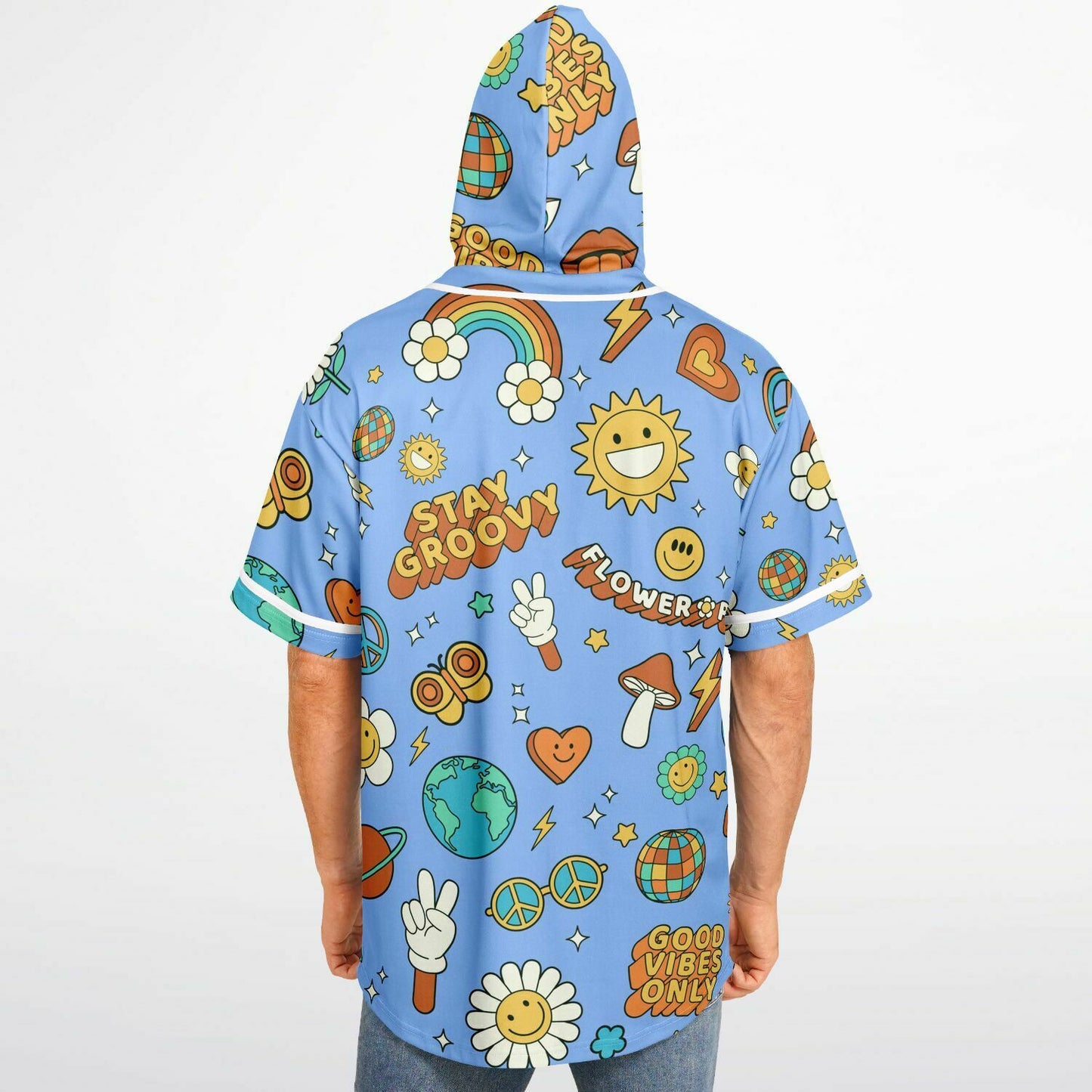 Stay Groovy Hooded Baseball Jersey