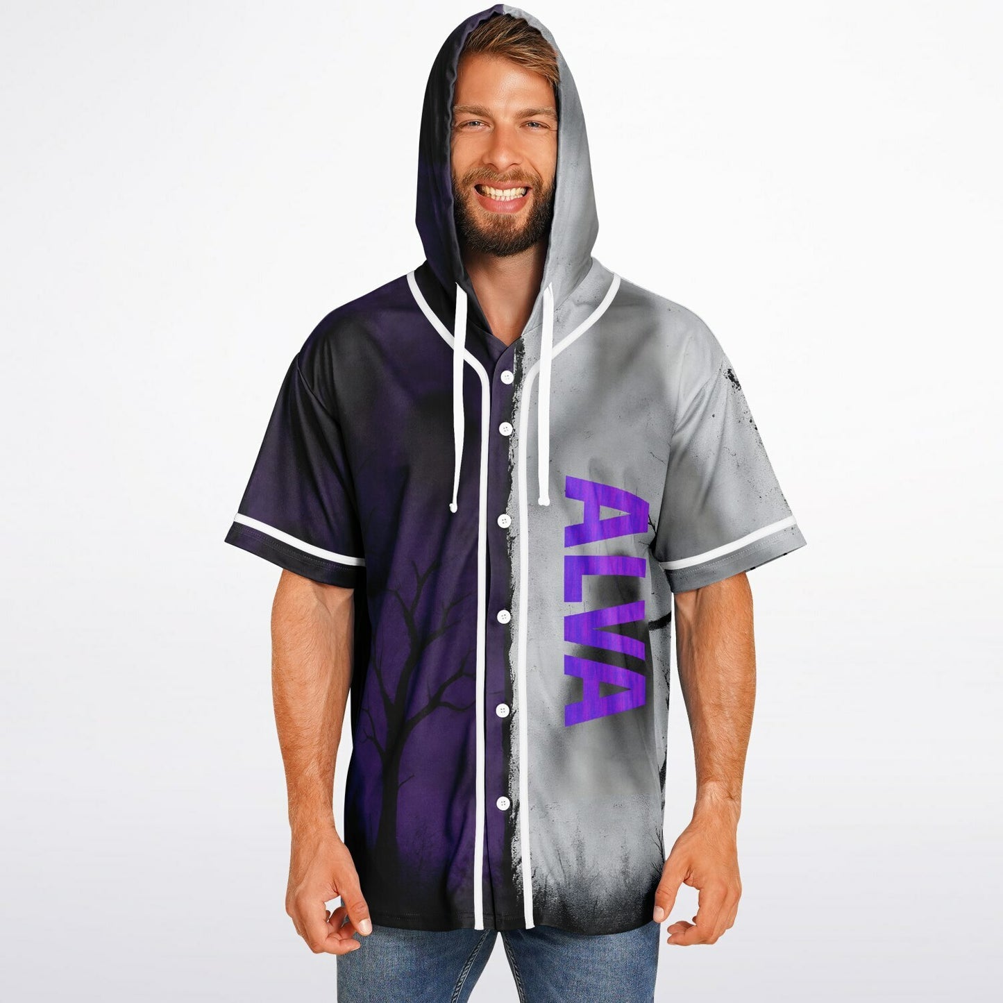 King custom Hooded Baseball Jersey