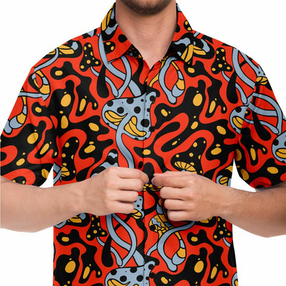 Colorful  shrooms Short Sleeve Button Down Shirt