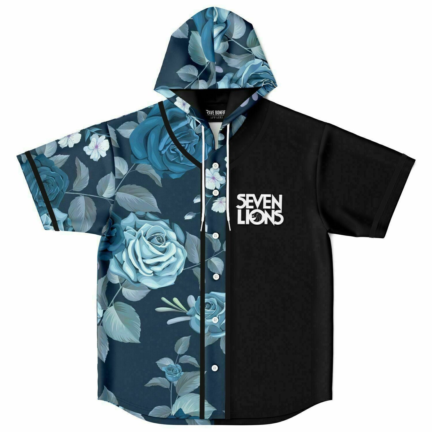 Blue seven lions Hooded Baseball Jersey