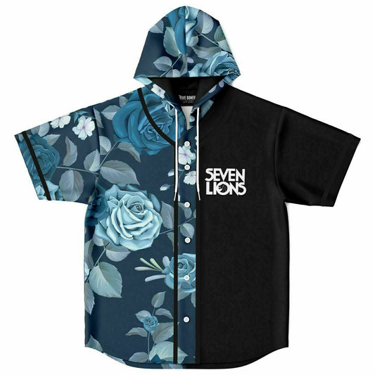 Blue seven lions Hooded Baseball Jersey