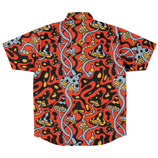 Colorful  shrooms Short Sleeve Button Down Shirt