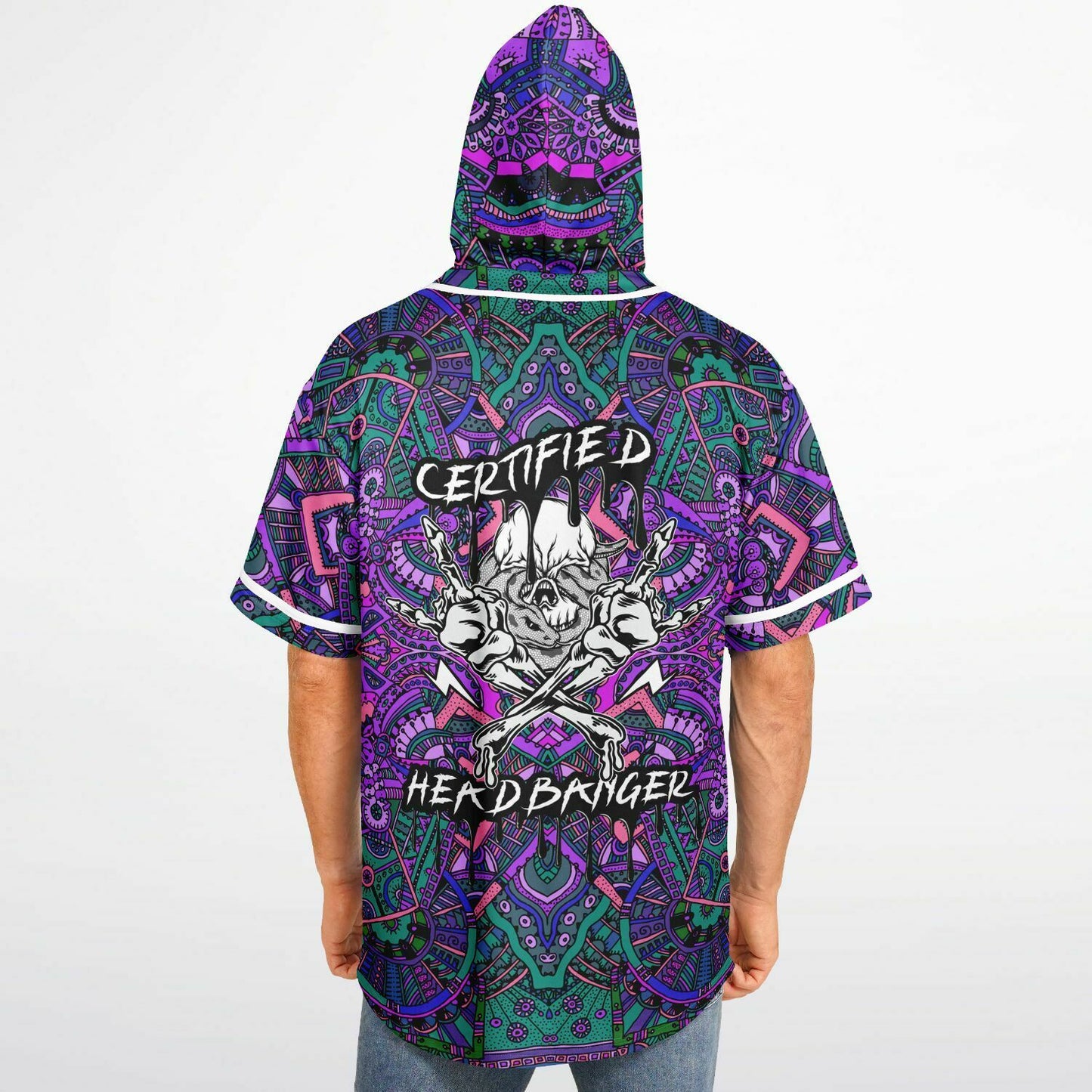 Certified Headbanger Hooded Baseball Jersey