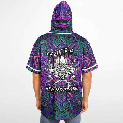 Certified Headbanger Hooded Baseball Jersey