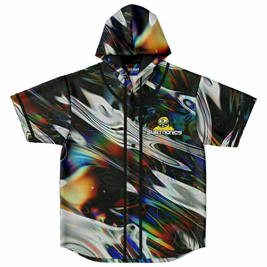 Glitch custom Hooded Baseball Jersey