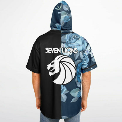Blue seven lions Hooded Baseball Jersey