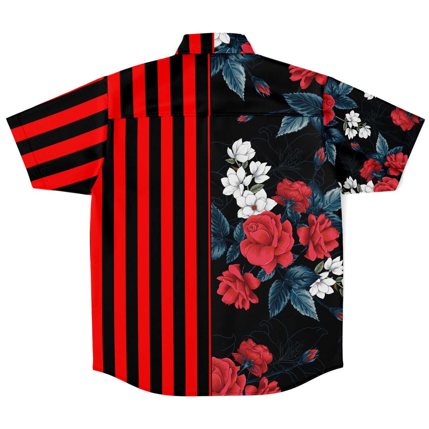 Floral striped short sleeve button down shirt V2