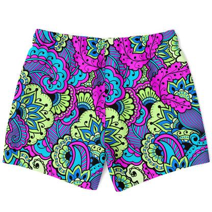 Colorful paisley swim trunks