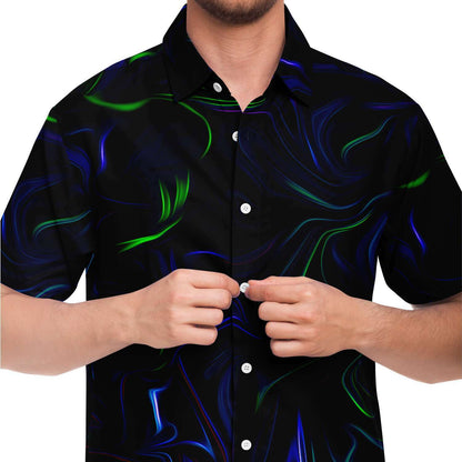 Colorful liquid short sleeve button down shirt