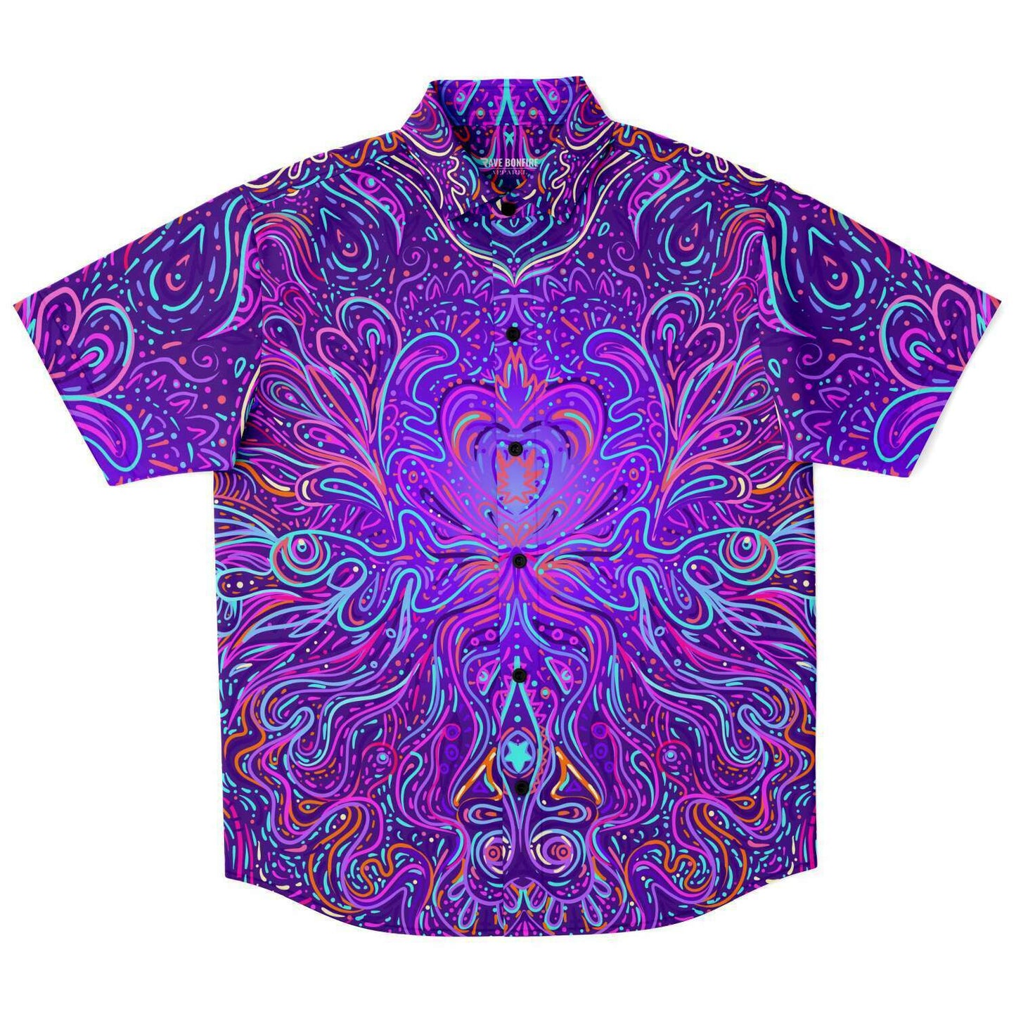 Trippy psychedelic short sleeve down shirt