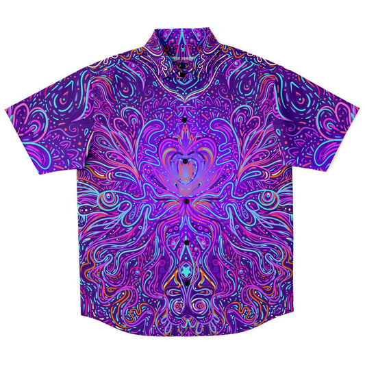 Trippy psychedelic short sleeve down shirt