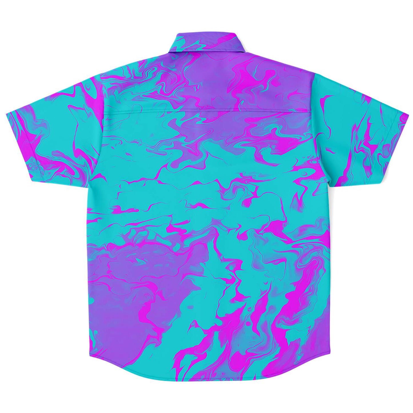 Purple blue trippy short sleeve button down shirt