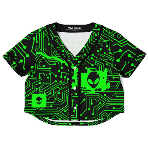 Alienator Motherboard circuit crop top baseball jersey