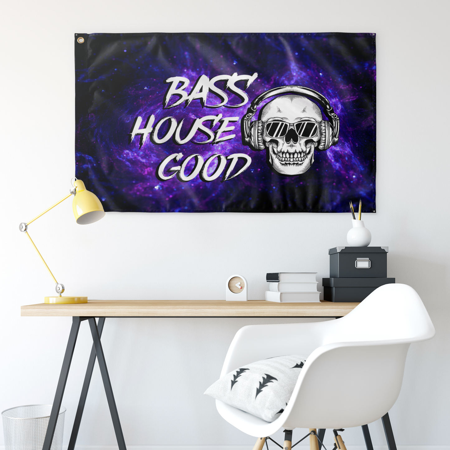 Bass, house, good head custom flag