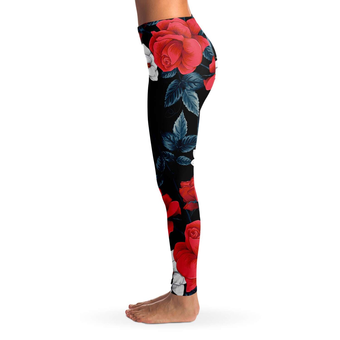 Red and white flowers Leggings