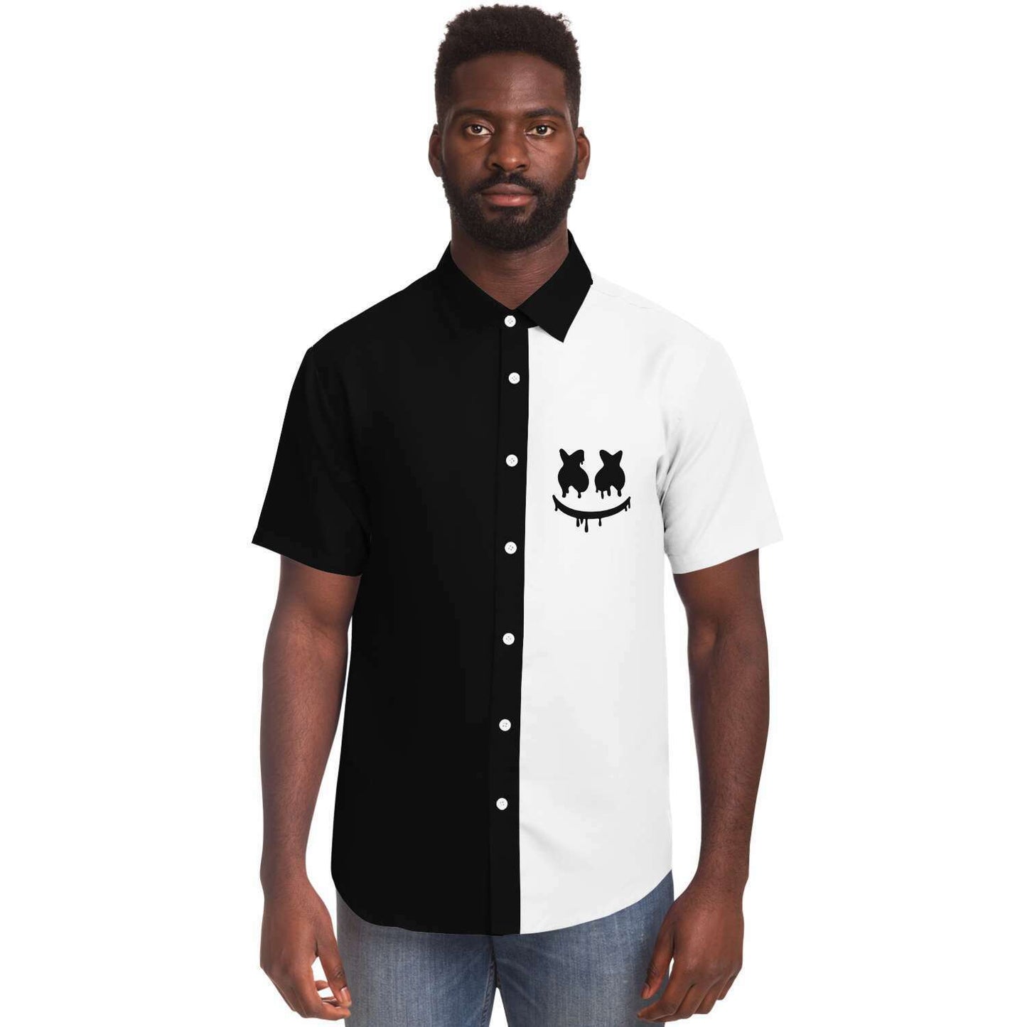 B&W divided short sleeve button down shirt