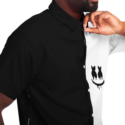 B&W divided short sleeve button down shirt