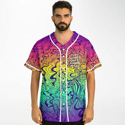 The world shall know bass rave baseball shirt