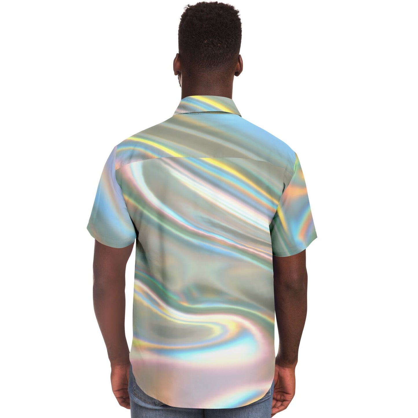 iridescent short sleeve button down shirt