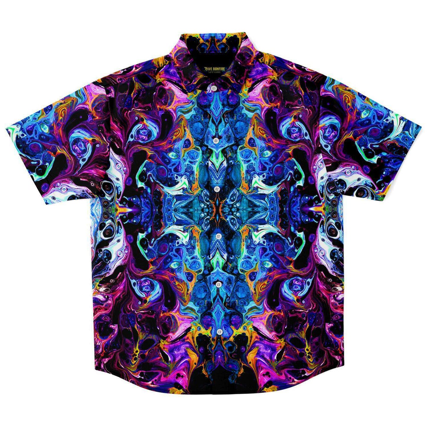 God illusion short sleeve button down shirt