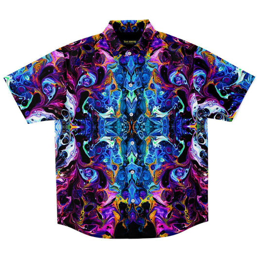 God illusion short sleeve button down shirt