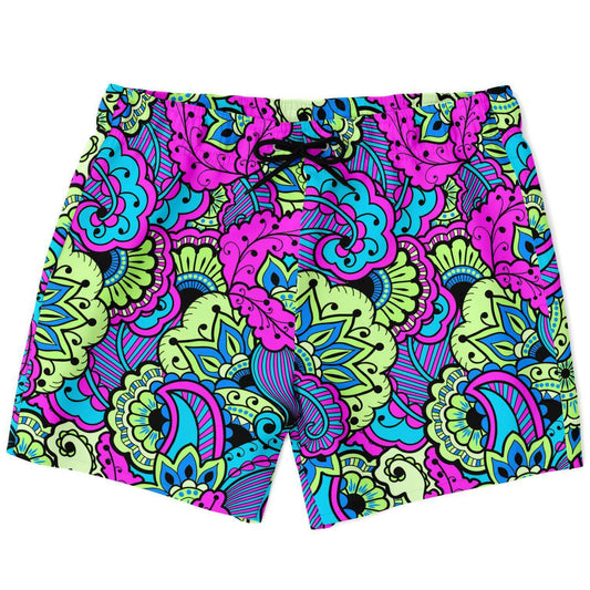 Colorful paisley swim trunks