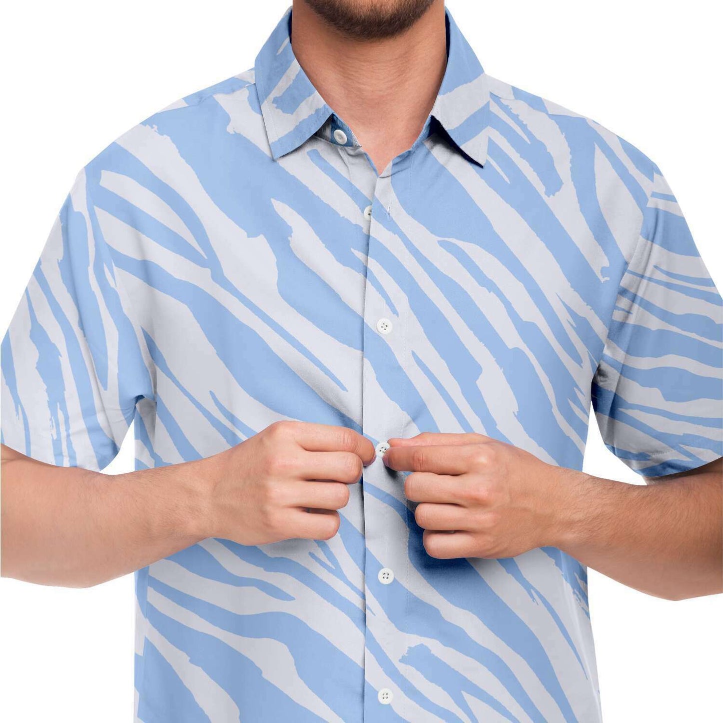 Blue sky zebra  short sleeve button down shirt