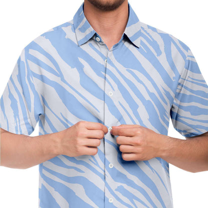 Blue sky zebra  short sleeve button down shirt