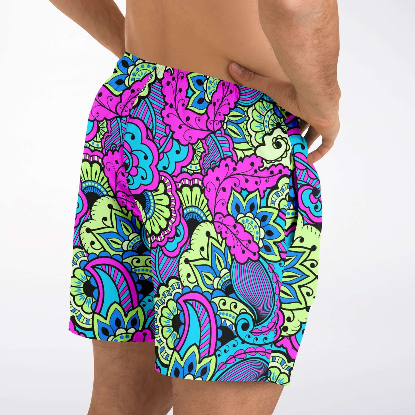 Colorful paisley swim trunks