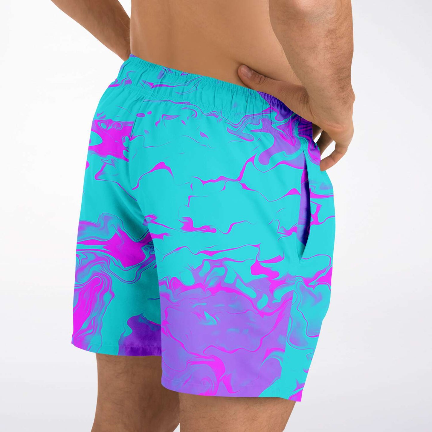 purple blue trippy swim trunk
