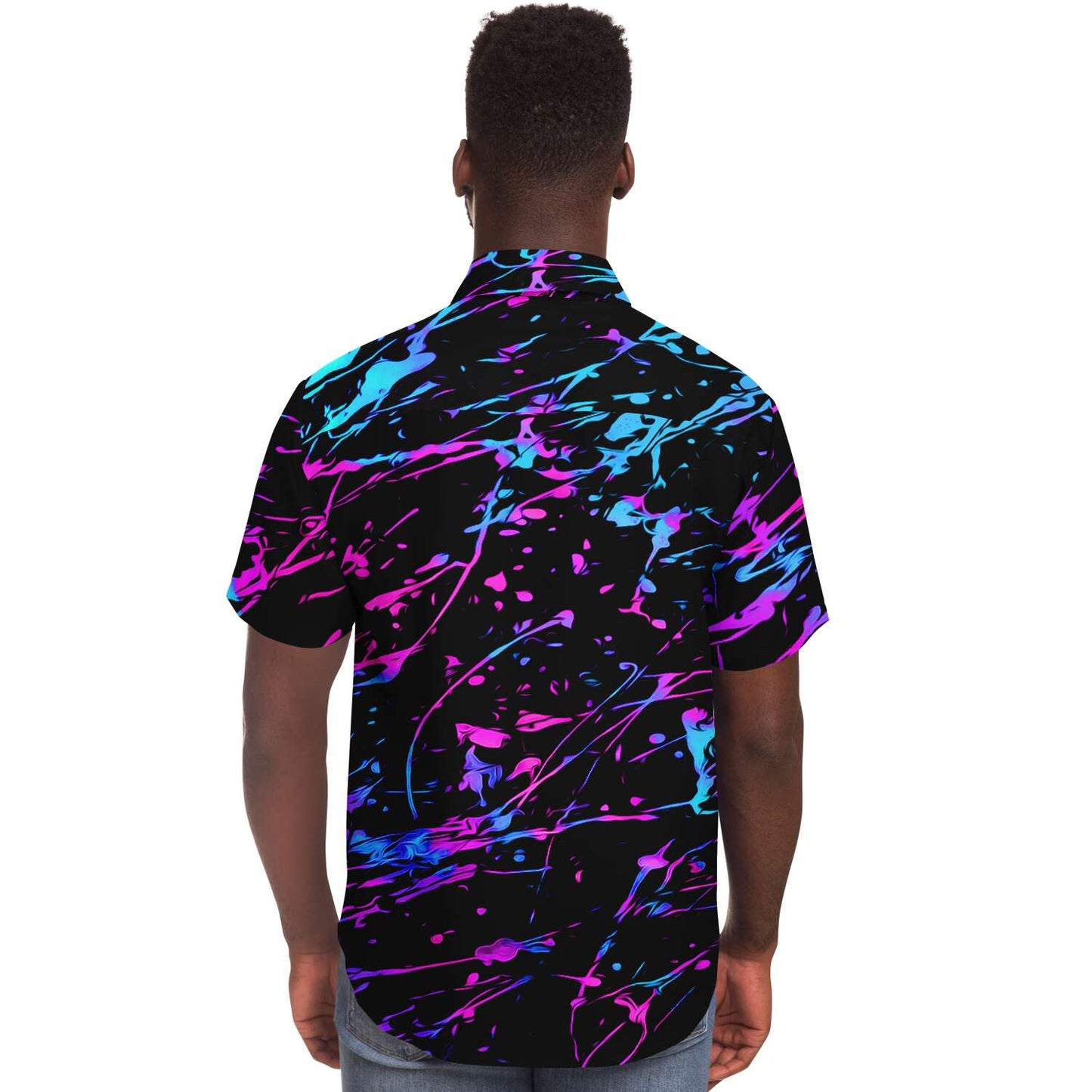 Splattered short sleeve button down shirt