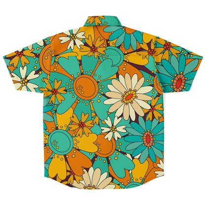 Sunflowers short sleeve button down shirt V2