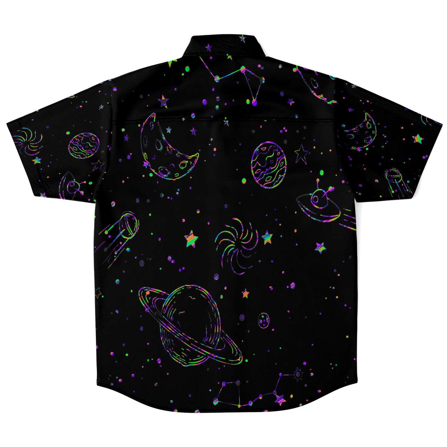 Colorful galaxy stars short sleeve button down shirt