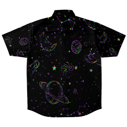 Colorful galaxy stars short sleeve button down shirt
