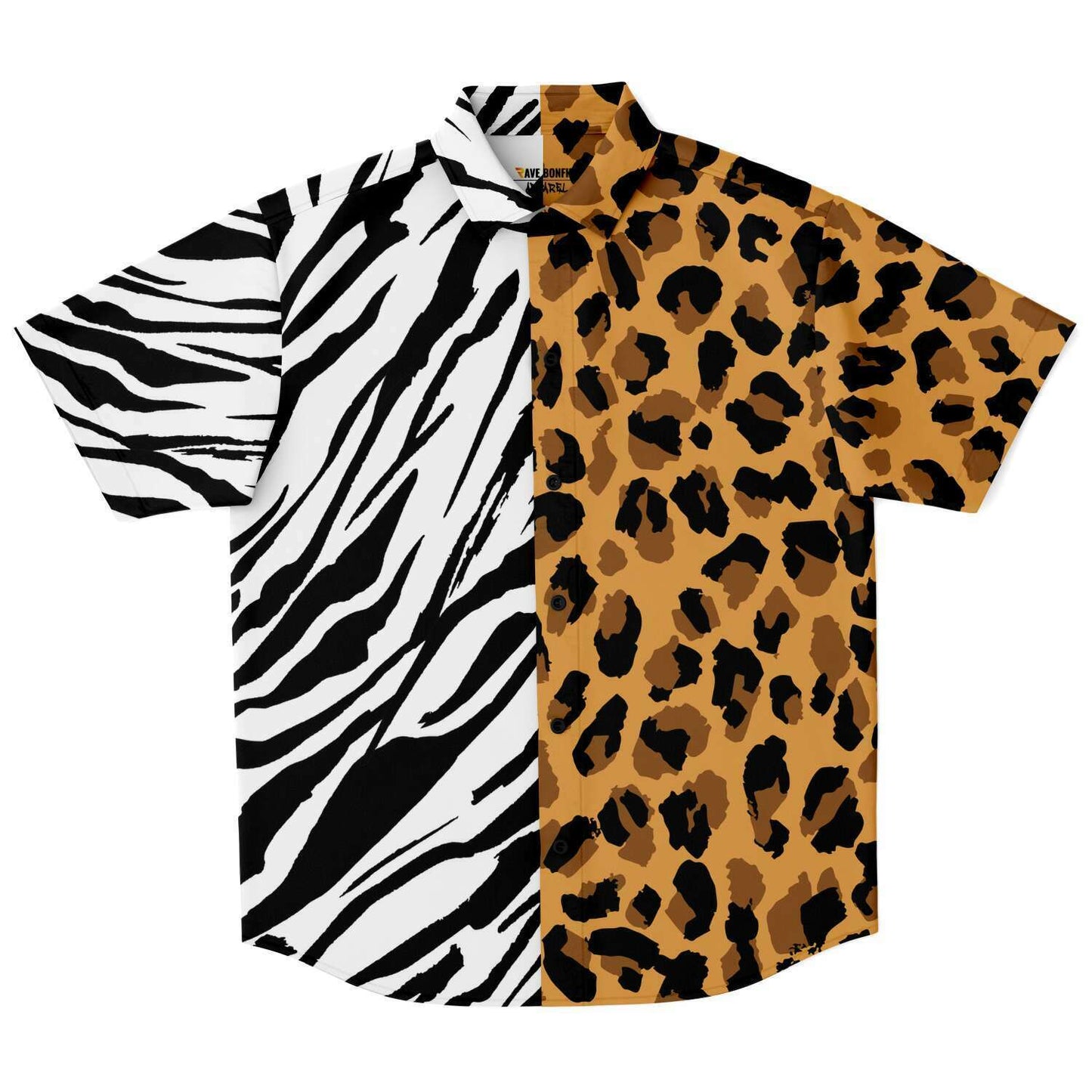 Leopard zebra short sleeve button down shirt
