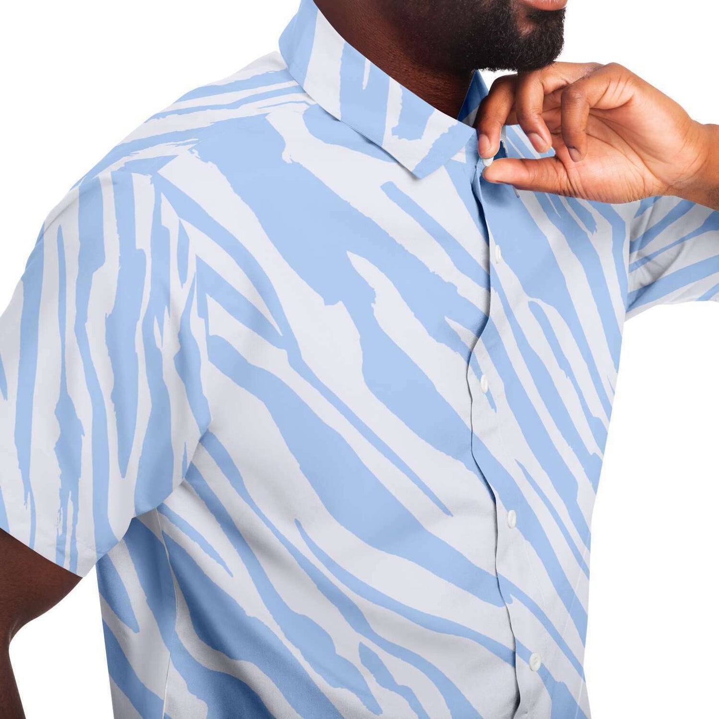 Blue sky zebra  short sleeve button down shirt