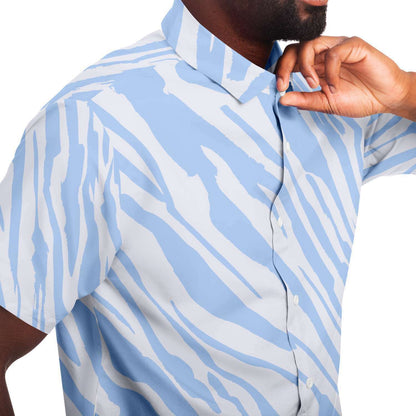 Blue sky zebra  short sleeve button down shirt