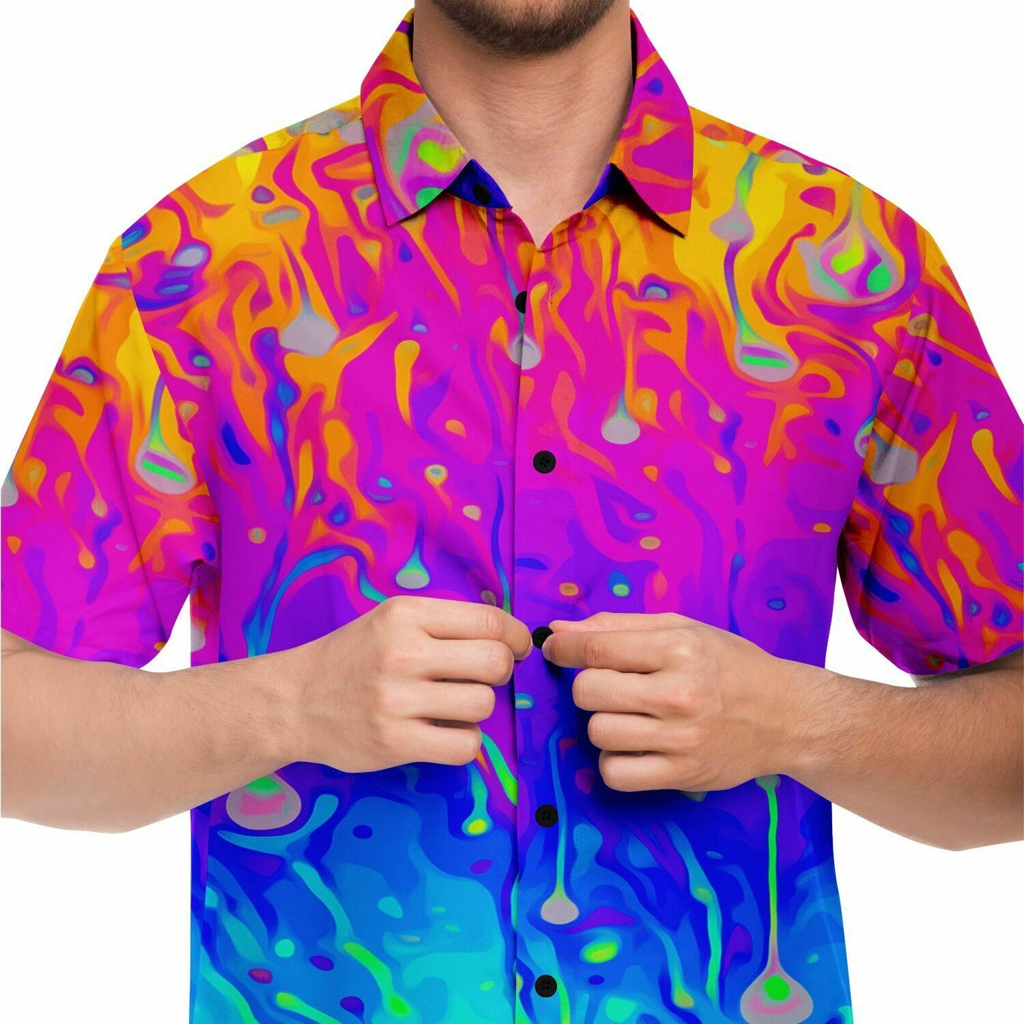 Acid trip short sleeve button down shirt
