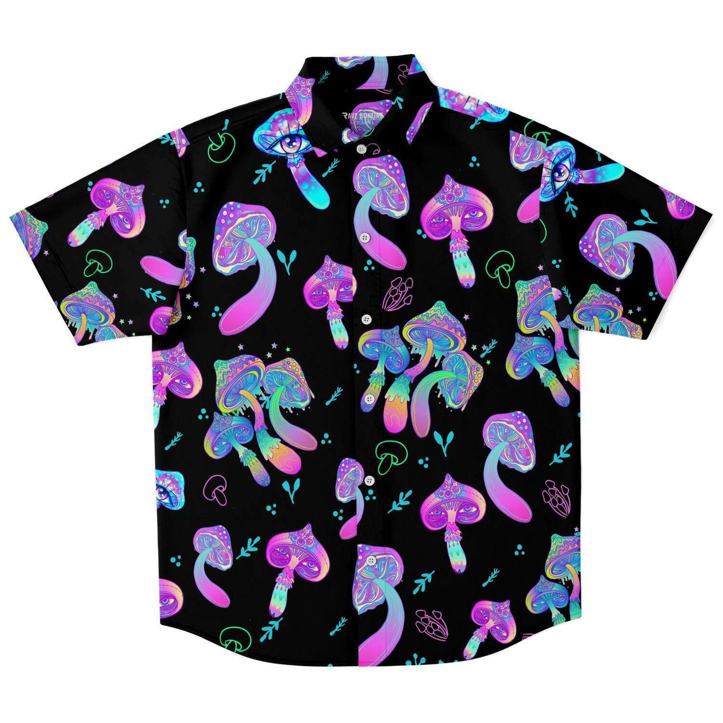 Magic Mushrooms short sleeve button down shirt