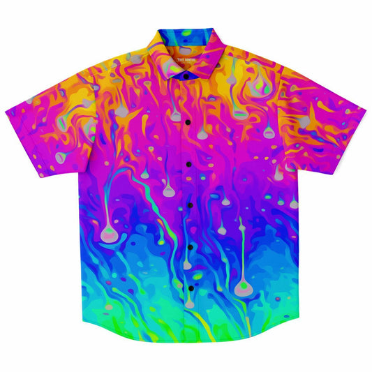 Acid trip short sleeve button down shirt