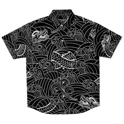 Asian Dragon short sleeve button down shirt