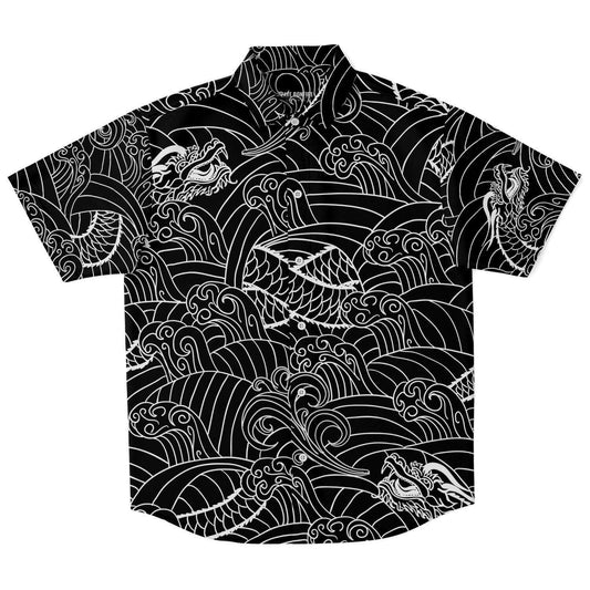 Asian Dragon short sleeve button down shirt