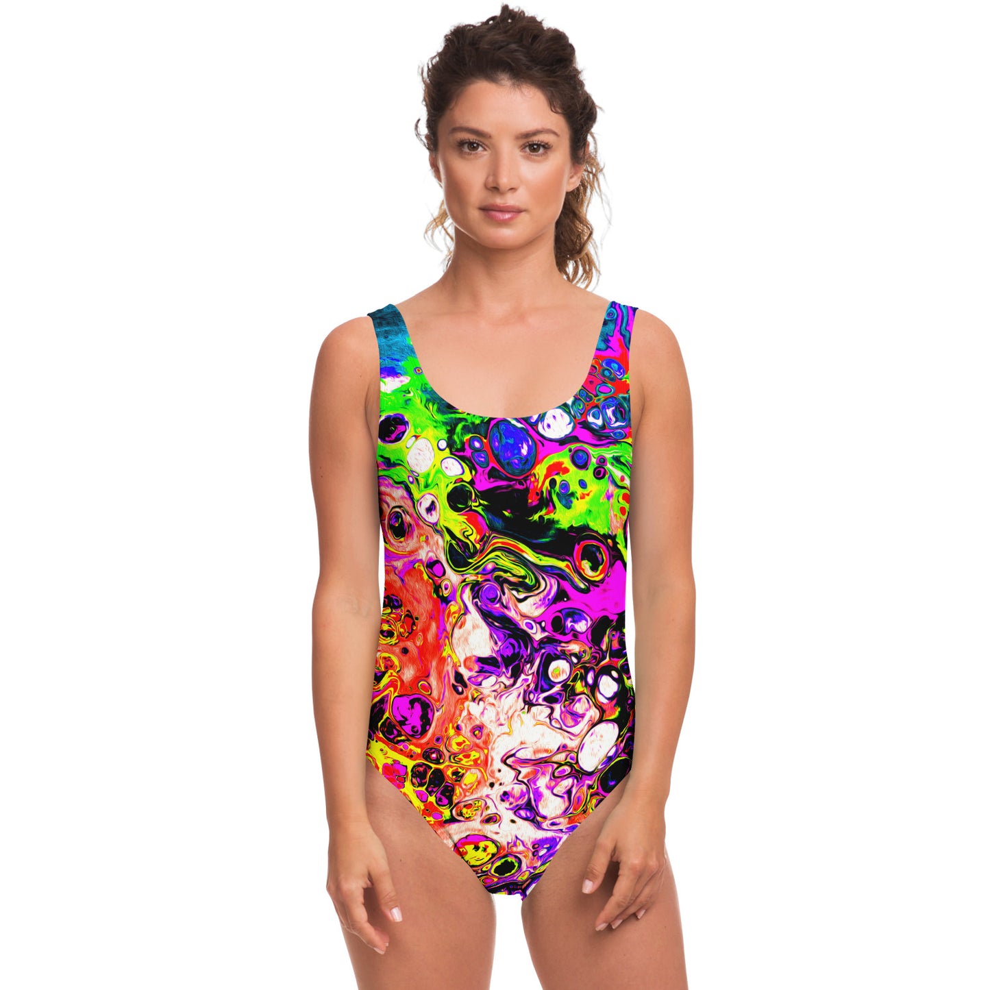 Colorful oil silk swimtsuit