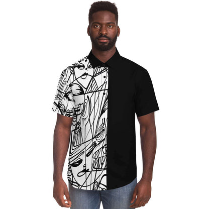 Faceless short sleeve button down shirt