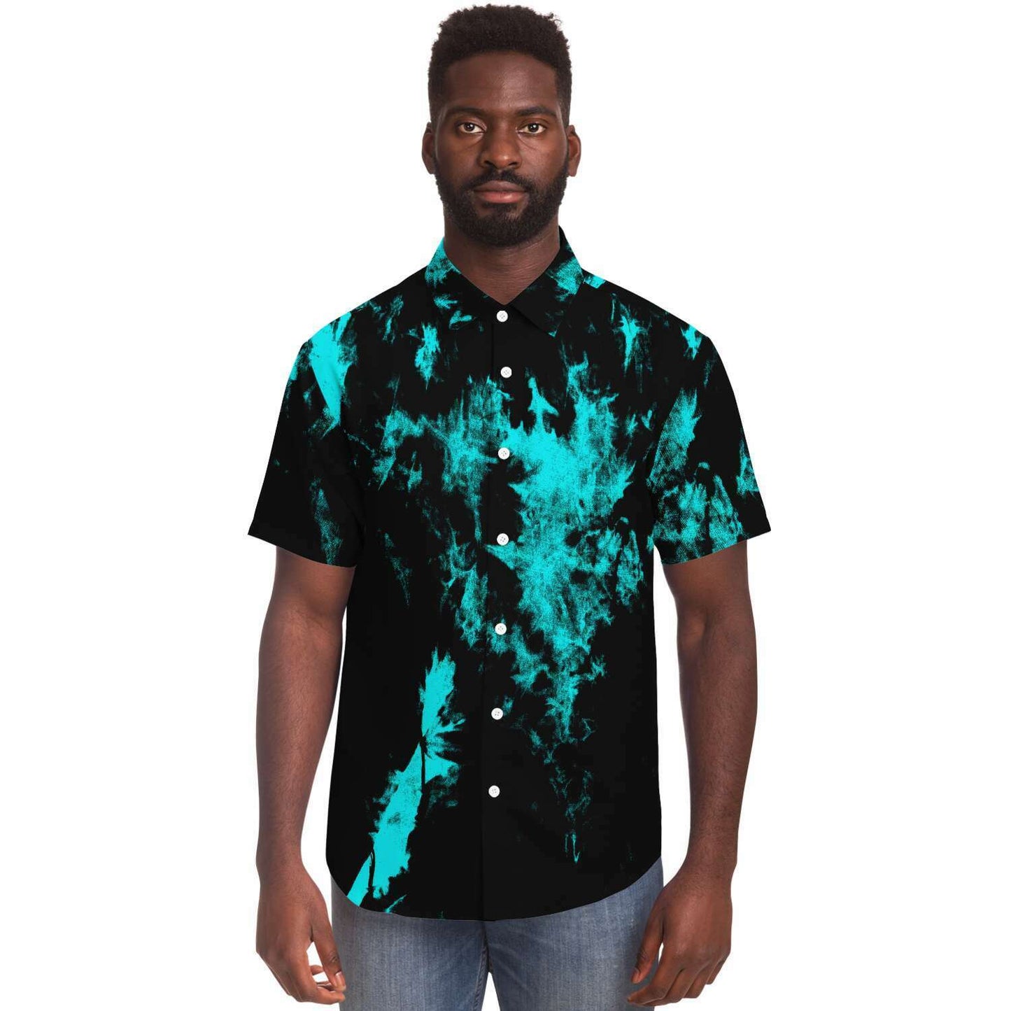 Tie dye short sleeve button down shirt