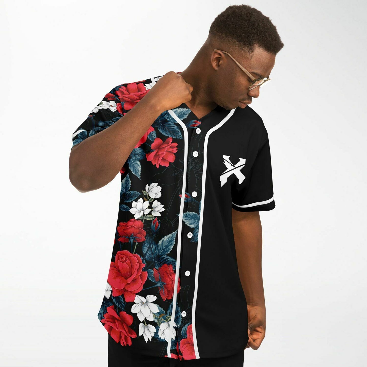 Joshua red flowers custom jersey