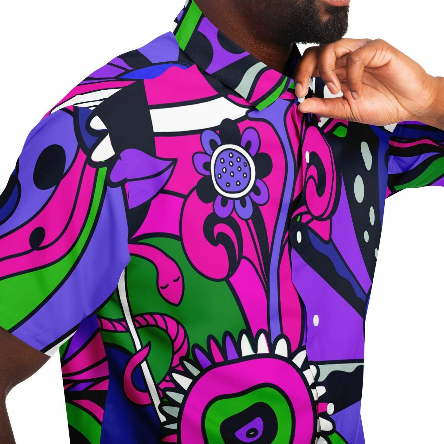 Lost minds short sleeve button down shirt